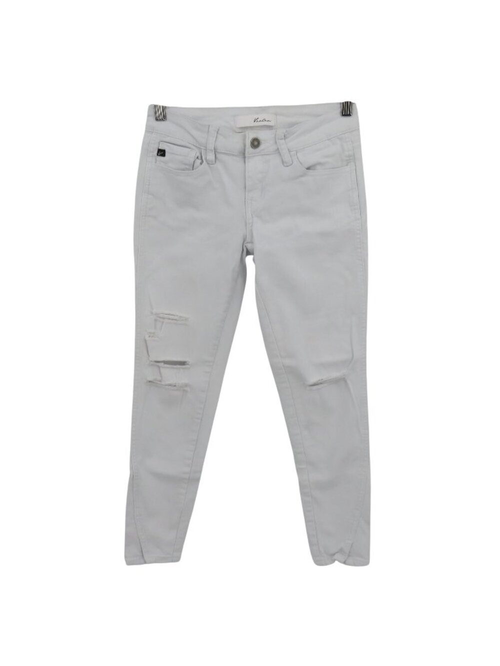 Kancan Women 3/25 White Distressed Twisted Ankle Skinny Denim Jeans KC8086WT